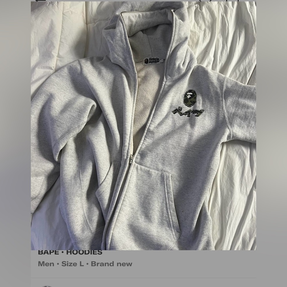 BAPE Light Gray Full-Zip Hoodie